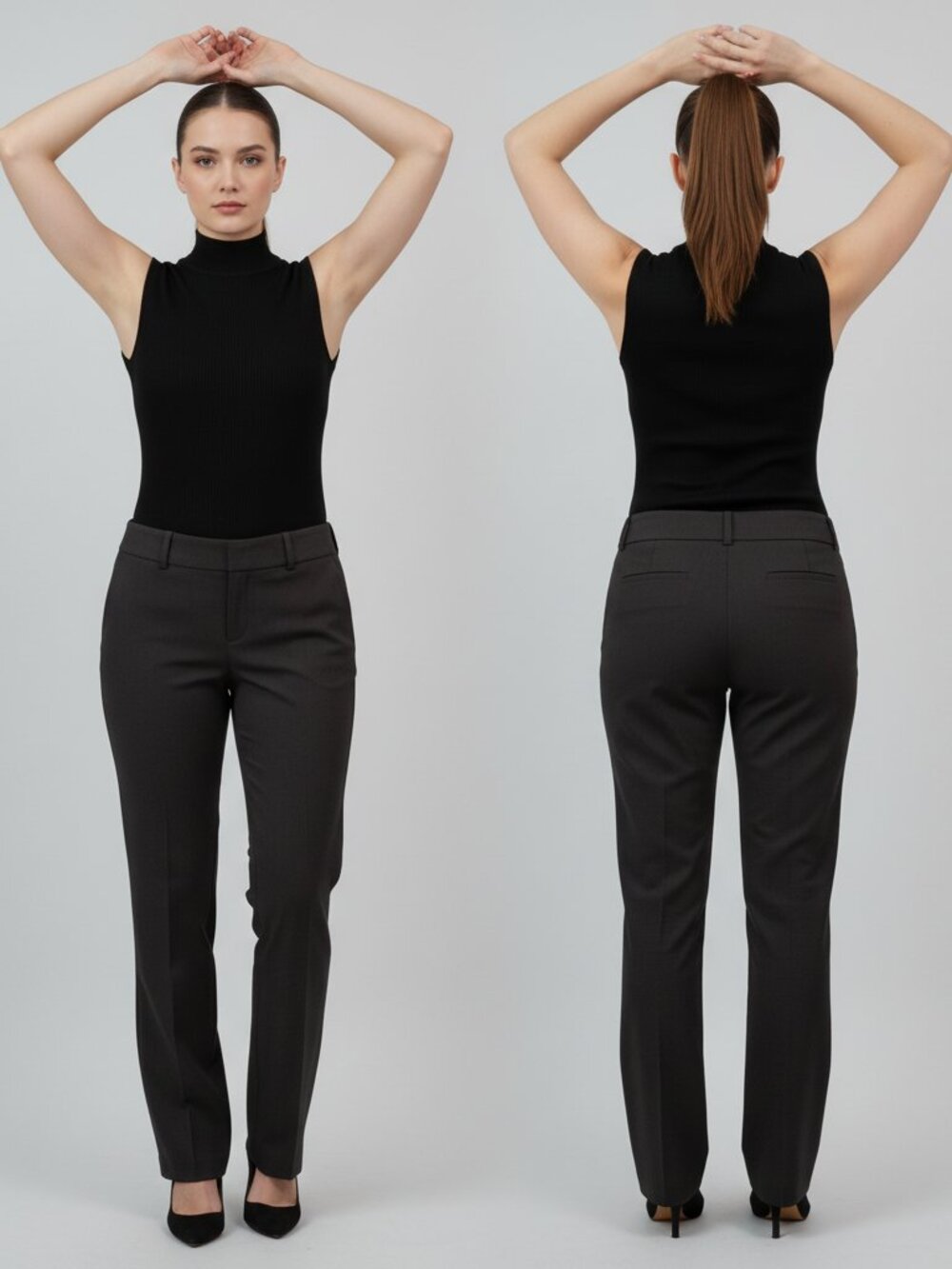 Esprit 94107 Women's Regular Mid-Rise Straight Leg Pants Dark Gray 10